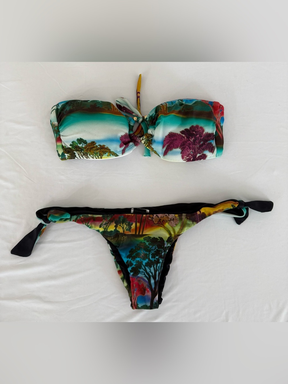 Brazilian Tropical Bikini Set Blueman Bottom M Top G